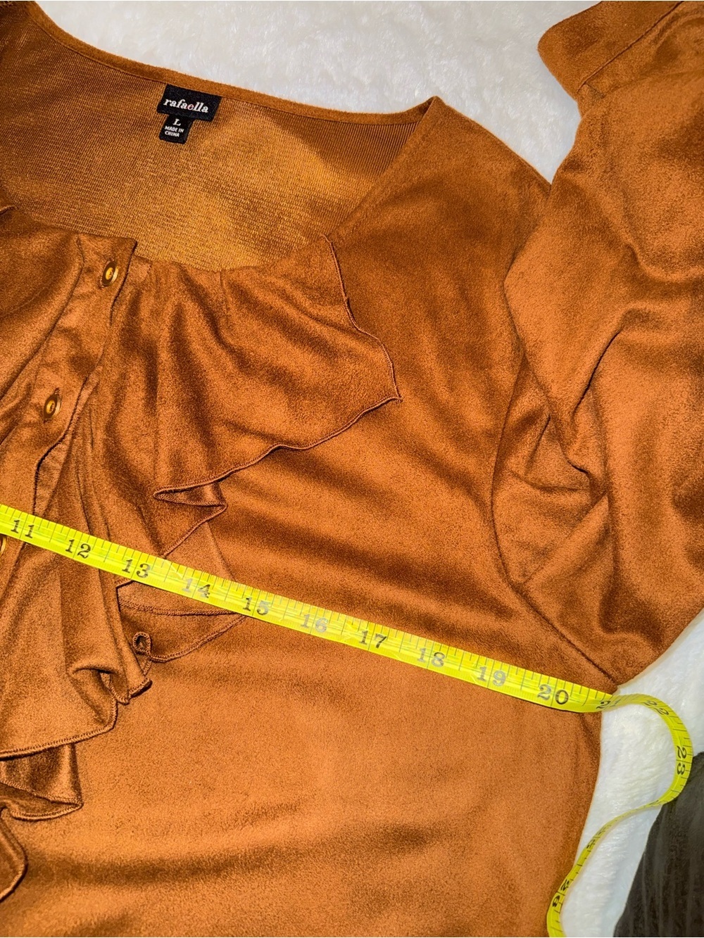 2 x 20$ Rafaella Rust Brown Ruffled Button-Front Blouse Size L - Picture 4 of 6
